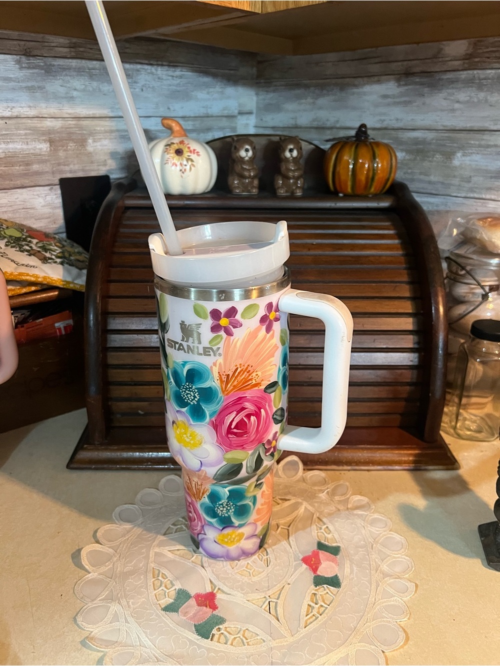 custom hand-painted Stanley Quencher H2.0 FlowState Tumbler decorated